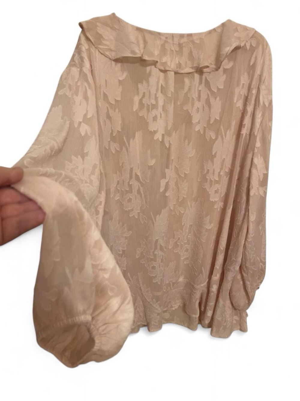 Torrid Festi Blush Floral Ruffle V-Neck Blouse - Picture 8 of 8